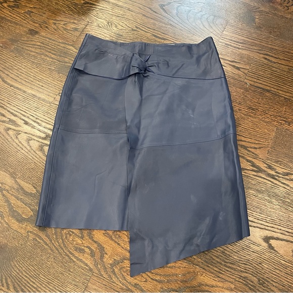 Ba&sh lea skirt blue lamb leather skirt size 2 - Picture 3 of 8